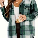 Plaid Print Shacket Jacket, Casual Button Front Long Sleeve Outerwear, Women's Clothing