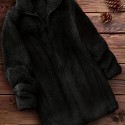 Zip Up Solid Teddy Coat, Casual Long Sleeve Winter Outerwear, Women's Clothing