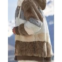 Faux Fur Hooded Drawstring Jacket, Casual Long Sleeve Jacket For Fall & Winter, Women's Clothing