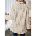 Solid Color Zipper Front Jacket, Casual Lapel Neck Long Sleeve Fuzzy Jacket For Winter, Women's Clothing