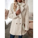 Solid Color Zipper Front Jacket, Casual Lapel Neck Long Sleeve Fuzzy Jacket For Winter, Women's Clothing