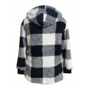 Plaid Print Hooded Jacket, Casual Long Sleeve Warm Zip Up Outerwear, Women's Clothing