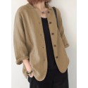 Button Front Jackets, Casual Turn Down Collar Long Sleeve Solid Outerwear For Spring & Summer, Women's Clothing