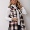 Plaid Pattern Sleeveless Vest, Casual Button Front Vest, Women's Clothing