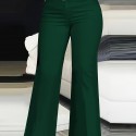 Solid Color Bootcut Pants, Elegant High Waist Pants, Women's Clothing