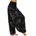 Boho Floral Print Pants, High Waist Summer Vacation Baggy Harem Pants, Women's Clothing