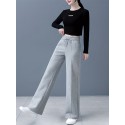 Solid Drawstring Straight Leg Sweatpants, Casual High Waist Loose Pants, Women's Clothing