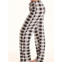 Plaid Pattern Drawstring Pants, Casual Wide Leg Pants, Women's Clothing