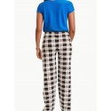 Plaid Pattern Drawstring Pants, Casual Wide Leg Pants, Women's Clothing