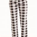 Plaid Pattern Drawstring Pants, Casual Wide Leg Pants, Women's Clothing