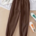 Solid Drawstring Jogger Sweatpants, Casual Slant Pocket Pants, Women's Clothing