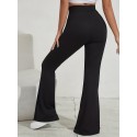 Flared Leg Simple Pants, Vintage Long Length Versatile Bell Bottom Pants, Women's Clothing