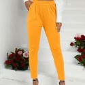 Black Skinny Cigarette Pants, High Waist Beltless Semi Stretch Pants, Elegant Bottoms For Work, Women's Clothing