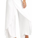 Y2K Women's Pants Solid Casual High Slit Flowy Layered Fashion Loose Wide Leg Pants