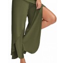 Y2K Women's Pants Solid Casual High Slit Flowy Layered Fashion Loose Wide Leg Pants