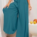 Women's Wide Leg Palazzo Pants, Flowy Ruffle Solid Pants, Women's Clothing