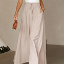 Women's Wide Leg Palazzo Pants, Flowy Ruffle Solid Pants, Women's Clothing