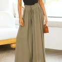 Women's Wide Leg Palazzo Pants, Flowy Ruffle Solid Pants, Women's Clothing