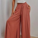 Women's Wide Leg Palazzo Pants, Flowy Ruffle Solid Pants, Women's Clothing