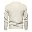 Men's Stylish Solid Knitted Pullover, Casual Mid Stretch Breathable Long Sleeve Crew Neck Top For City Walk Street Hanging Outdoor Activities