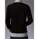 All Match Knitted Slim Sweater, Men's Casual Warm Slightly Stretch Shawl Collar Pullover Sweater For Men Fall Winter