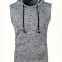 Elegant Hooded Mid Stretch Vest, Men's Casual Vintage Style Sleeveless Sweater Vest For Fall Winter