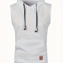 Elegant Hooded Mid Stretch Vest, Men's Casual Vintage Style Sleeveless Sweater Vest For Fall Winter