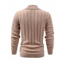 All Match Knitted Shawl Collar Sweater, Men's Casual Warm High Stretchy Pullover Sweater For Fall Winter