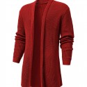 Elegant Slightly Stretch Knit Cardigan Coat, Men's Casual Vintage Style V Neck Sweater Cardigan For Fall Winter