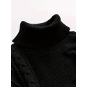 Men's Plain Turtleneck Sweater, Trendy High Stretch Fashion Comfy Thermal Tops