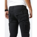 Men's Casual Multi Pocket Jeans, Street Style Medium Stretch Denim Pants