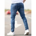 Ripped Design Cotton Slim Fit Jeans, Men's Casual Street Style Leg Mid Stretch Denim Pants For Spring Summer