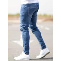 Ripped Design Cotton Slim Fit Jeans, Men's Casual Street Style Leg Mid Stretch Denim Pants For Spring Summer