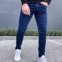 Slim Fit Straight Leg Cotton Jeans, Men's Casual Street Style Solid Color Slightly Stretch Denim Pants For Spring Summer