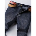 Men's High Quality Straight Leg Jeans For Business, Semi-formal Stretch Denim Pants