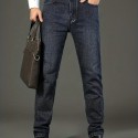 Men's High Quality Straight Leg Jeans For Business, Semi-formal Stretch Denim Pants