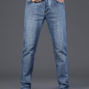 Men's High Quality Straight Leg Jeans For Business, Semi-formal Stretch Denim Pants