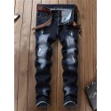 Men's Trendy Ripped Jeans Distressed Punk Men's Denim Pants Slim Streetwear Hiphop Jeans