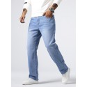 Loose Fit Straight Leg Jeans, Men's Casual Street Style Distressed Denim Pants For All Seasons