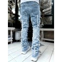 Men's Y2k Raw Trim Straight Leg Jeans, Casual Street Style Jeans