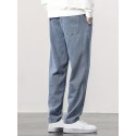 Men's Trendy Loose Jeans, Casual Comfy Breathable Straight Leg Drawstring Trousers For Outdoor Autumn