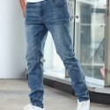 Men's Casual Medium Stretch Jeans, Classic Design Denim Pants