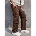 Men's Loose Fit Multi Pocket Jeans, Casual Street Style Cargo Jeans