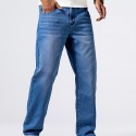 Men's Classic Design Loose Fit Distressed Jeans, Casual Street Style Denim Pants For The Four Seasons