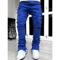 Creative Tassels Decoration Straight Fit Jeans, Men's Casual Medium Stretch Street Style Denim Pants For All Seasons