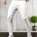 Contrast Stitching Slim Fit Jeans, Men's Casual Street Style Mid Stretch Denim Pants For Spring Summer