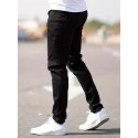 Classic Design Slim Fit Cotton Jeans, Men's Casual Street Style Solid Color Mid Stretch Denim Pants For Spring Summer