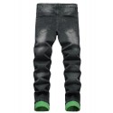 Men's Trendy Ripped Color Block Stretch Slim Denim Pants