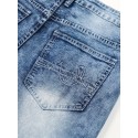 Men's Casual Slim Fit Stretch Jeans, Chic Street Style Distressed Denim Pants