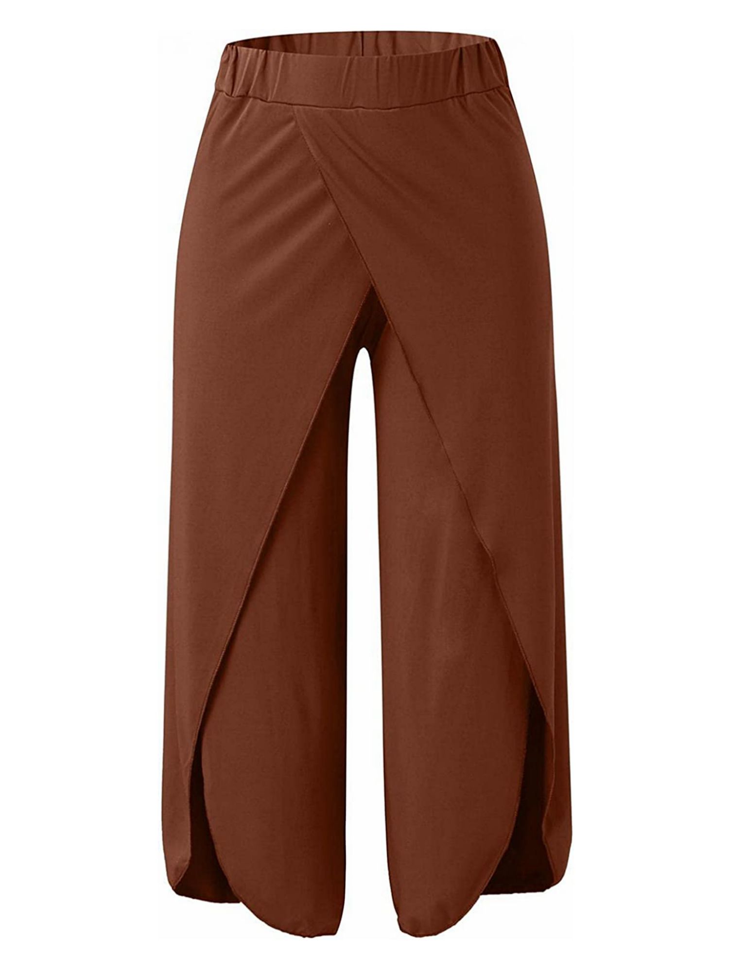 y2k womens pants solid casual high slit flowy layered fashion loose wide leg pants details 4